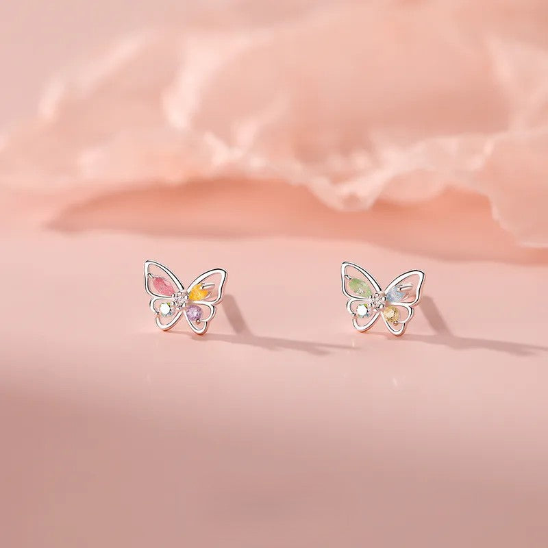 Silver Butterfly Studs