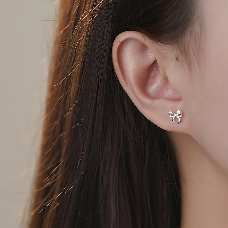 Little Love Bow Silver Studs