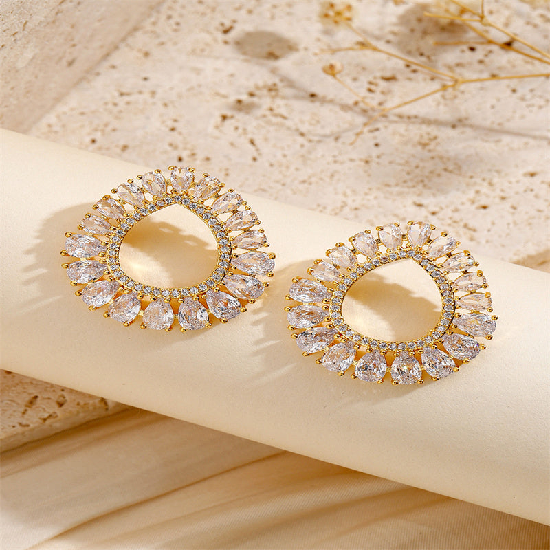 Zircon Halo Studs