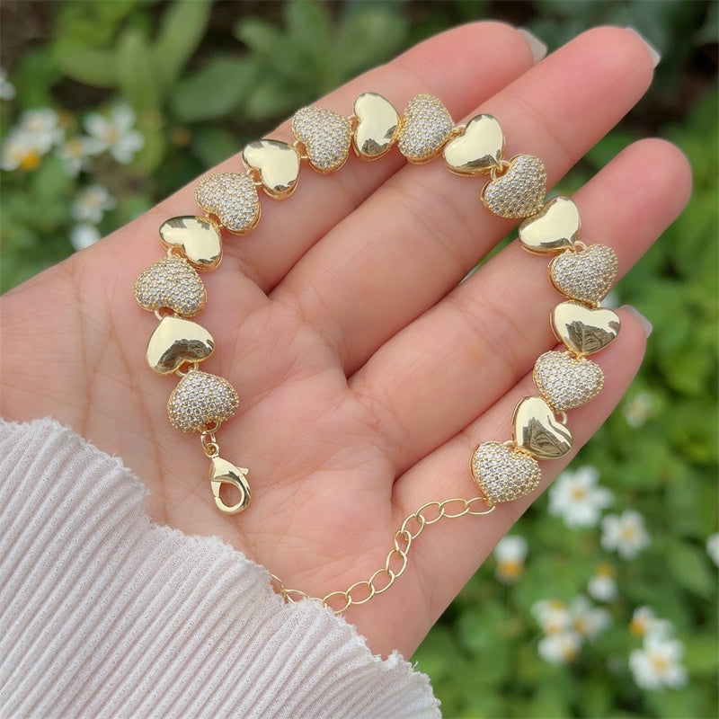 Zircon Heart Gold Bracelet