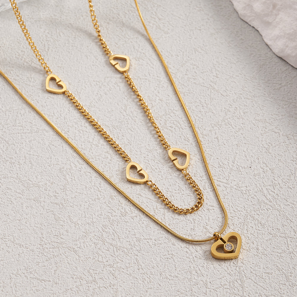 Double Layer Heart Lock Necklace