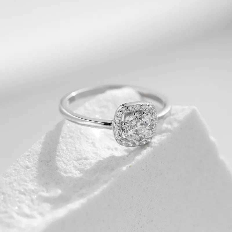 Floral Moissanite Silver Ring