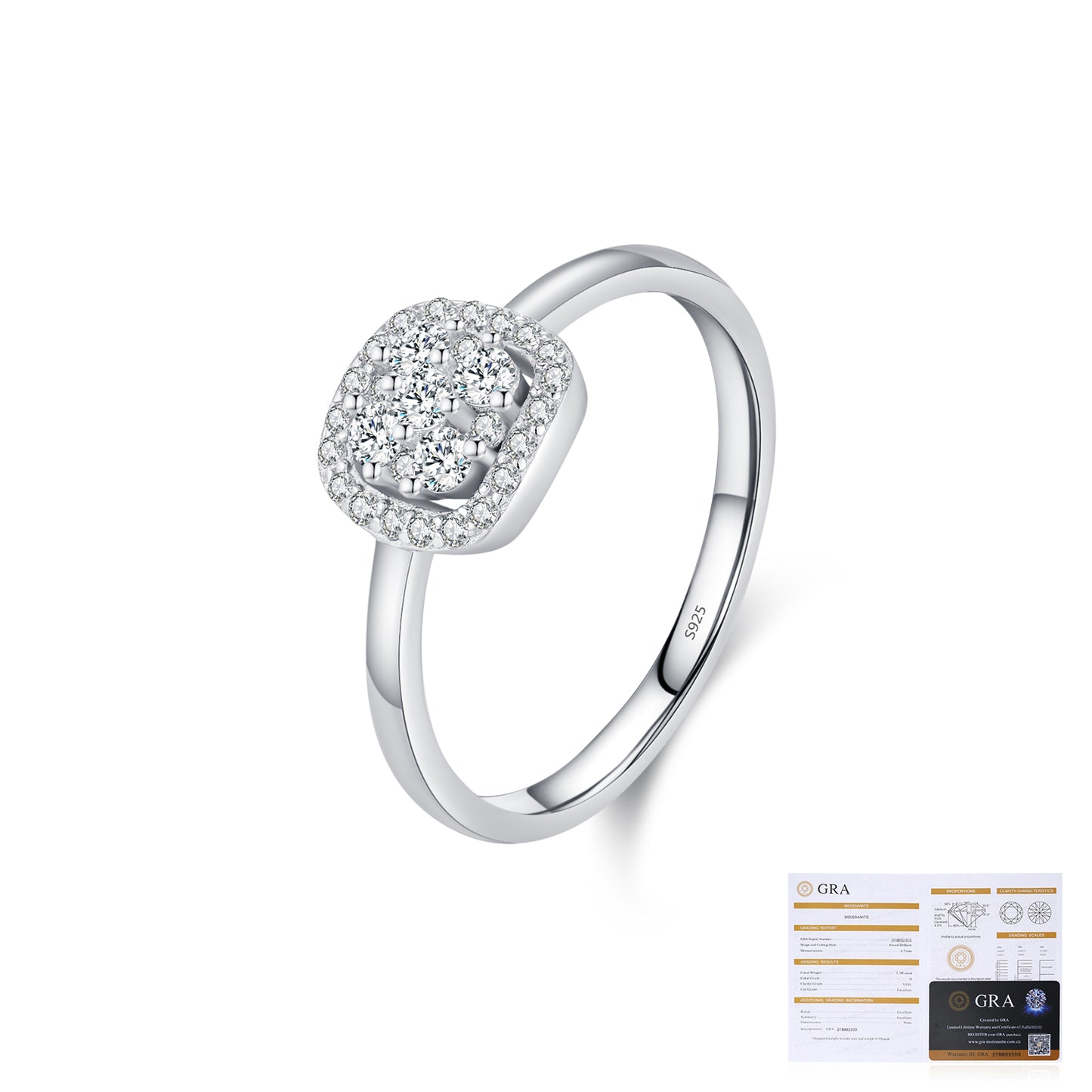 Floral Moissanite Silver Ring