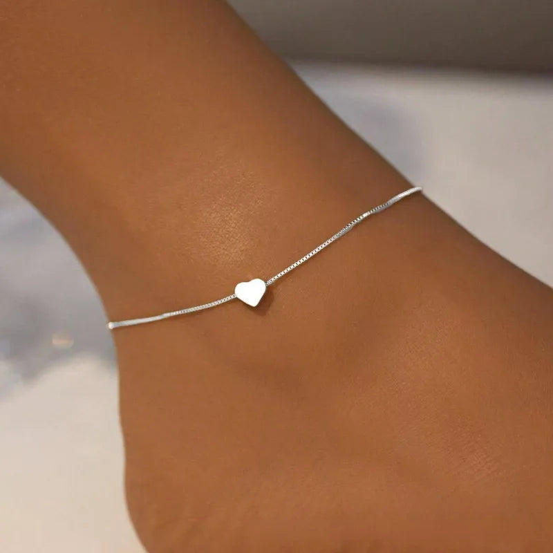 Silver Heart Anklet
