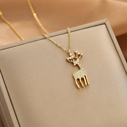 Moonlit Elk Pendant Necklace