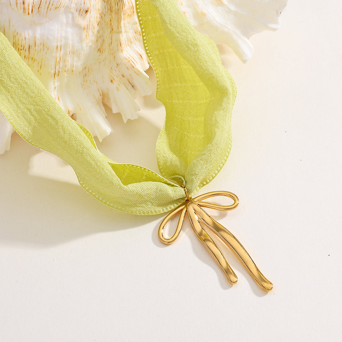 Vacay Bow Charm Silk Scarf Necklace