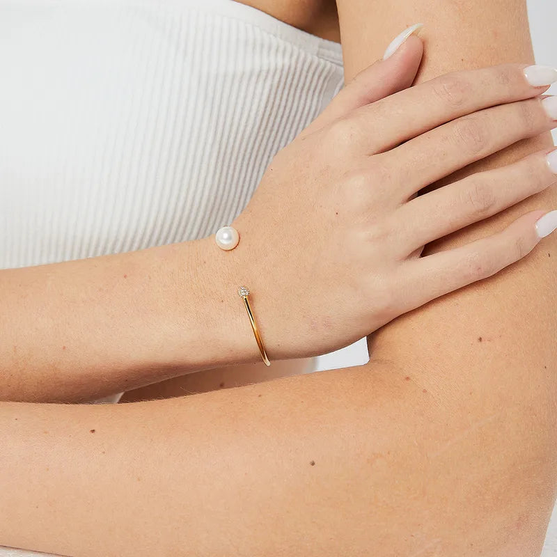 Gold Pearl Cuff Bracelet