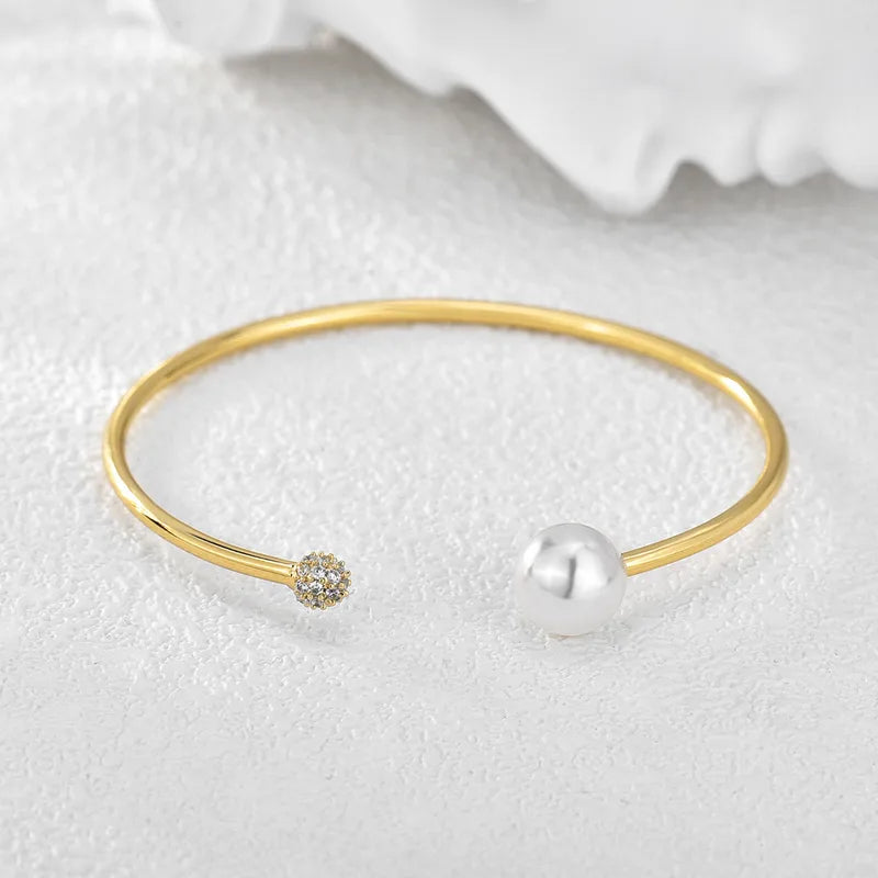 Gold Pearl Cuff Bracelet