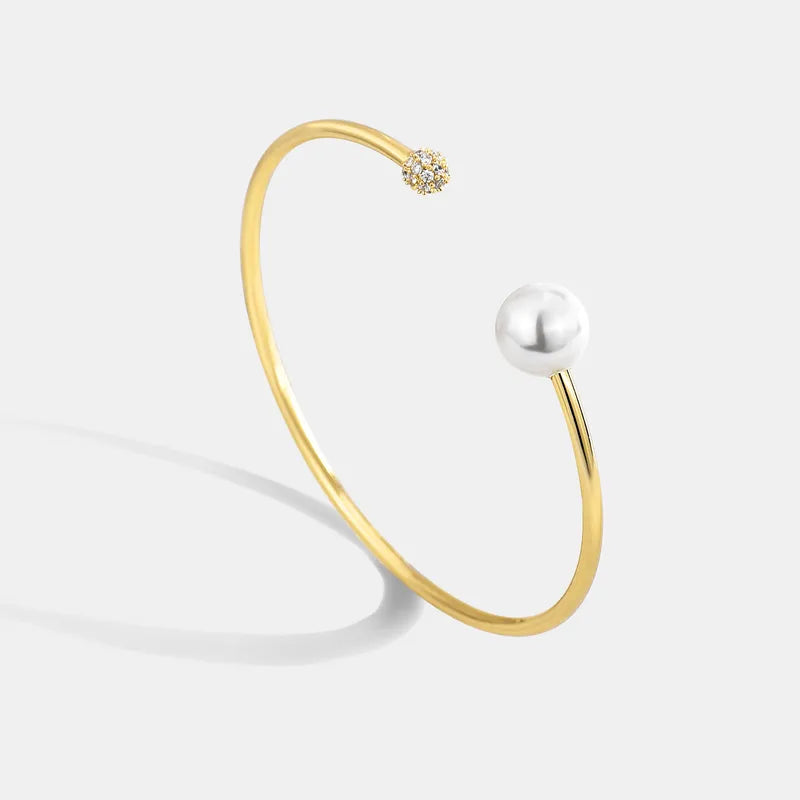 Gold Pearl Cuff Bracelet