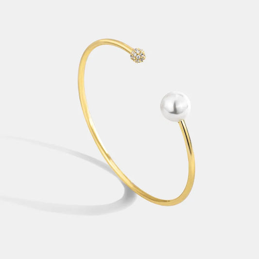 Gold Pearl Cuff Bracelet