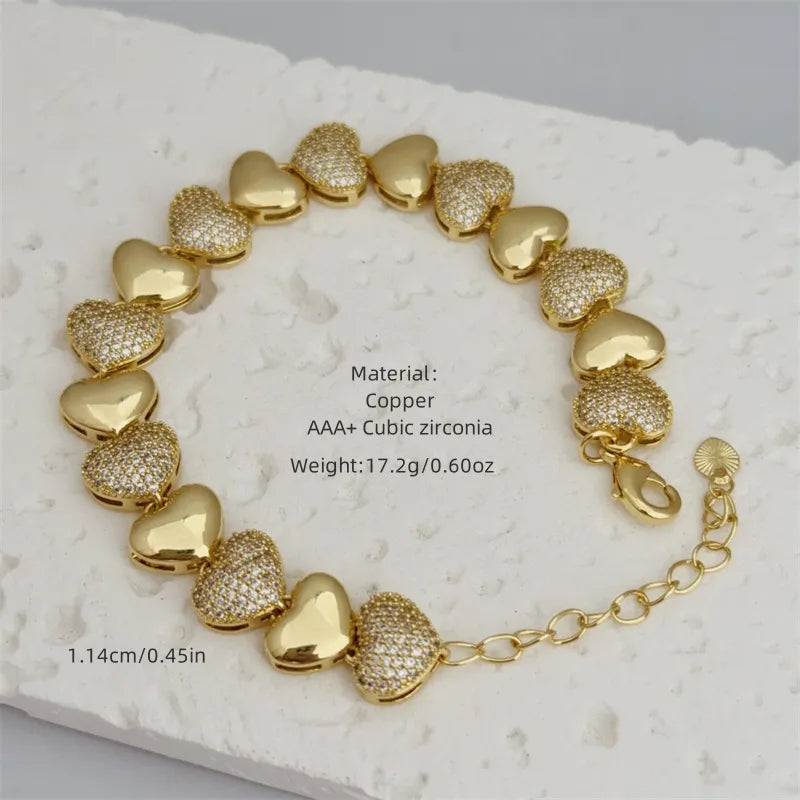 Zircon Heart Gold Bracelet