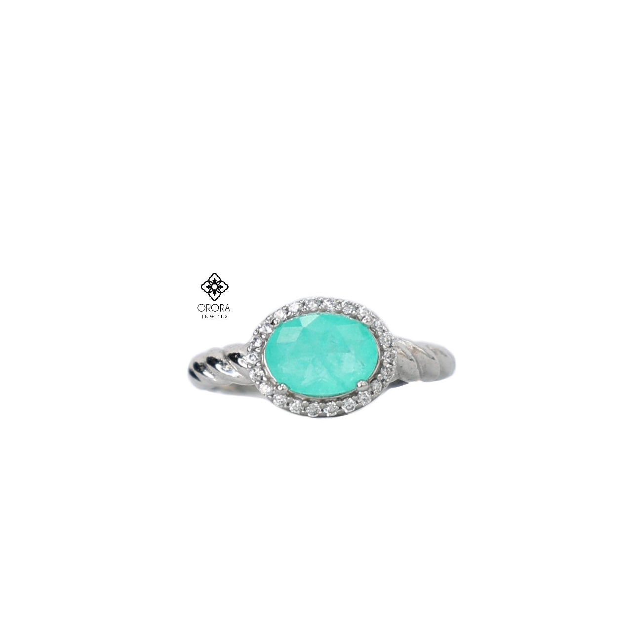 Semi-gemstone aqua ring