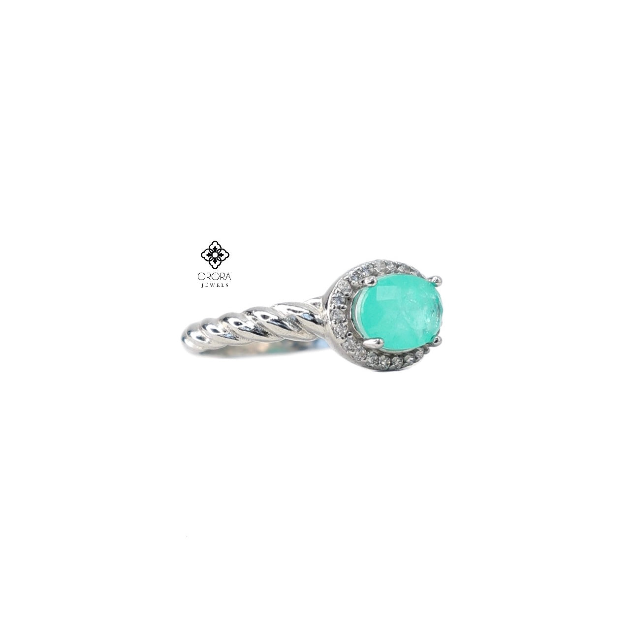 Semi-gemstone aqua ring